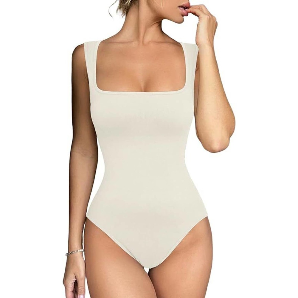 Meyeeka Bodysuit Seamless Tank Top Beige Size S,XL
